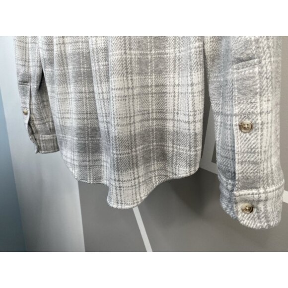Faherty Legend Sweater Shirt Light Gray Plaid Womens XS Flannel Winter Clouds - Picture 4 of 16